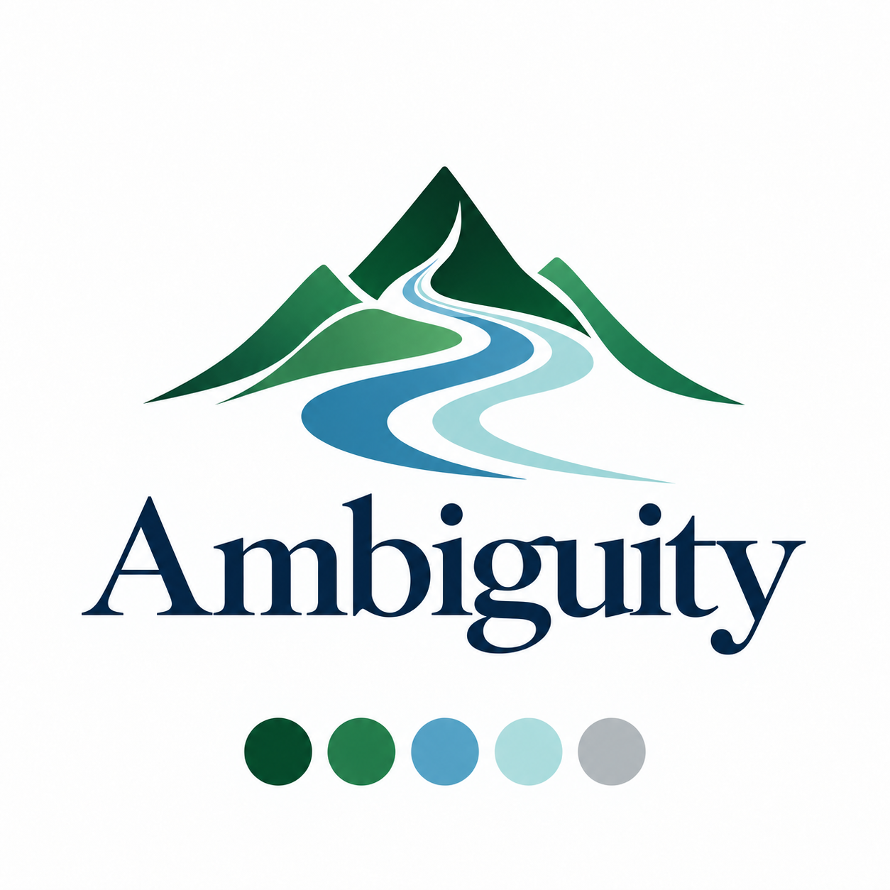 Ambiguity: forest-green mountains with a winding blue river